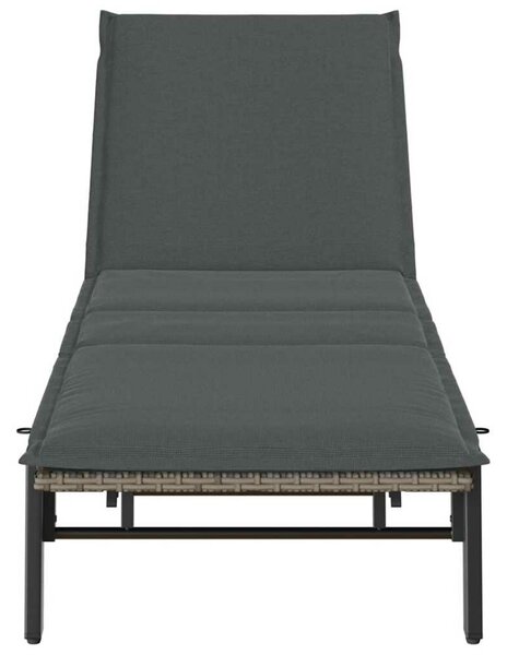 VidaXL szürke polyrattan napozóágy párnával