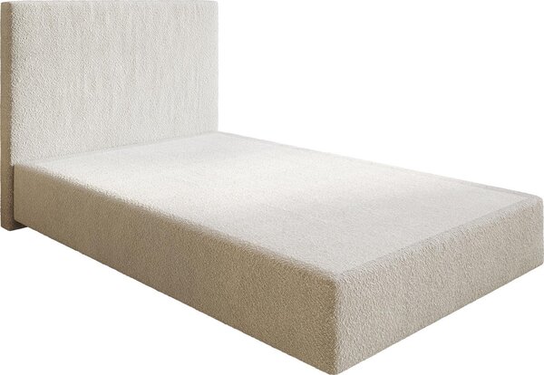 DELIFE Boxspring ágy Dream-Well 120 x 200 cm bouclé krémfehér lábak nélkül
