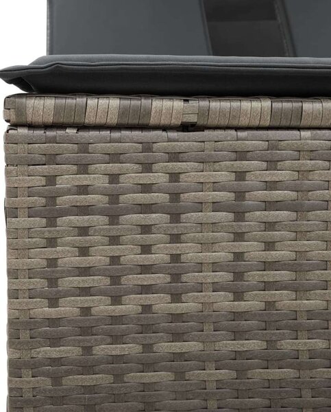 VidaXL Dupla Napozóágy - Szürke Polyrattan - Tetővel és Párnákkal