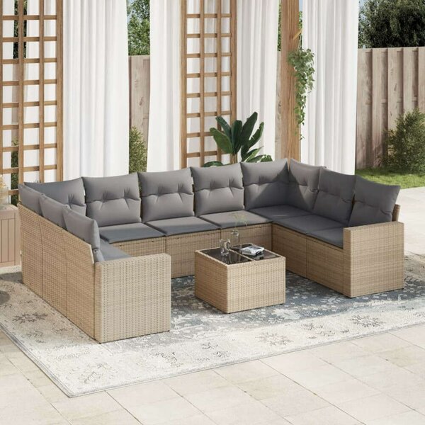 VidaXL Polyrattan Kerti Ülőgarnitúra - 10 részes - Bézs