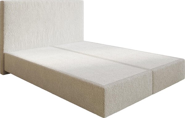 DELIFE Boxspring ágy Dream-Well 160 x 200 cm bouclé krémfehér lábak nélkül