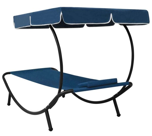 VidaXL Napozóágy Napellenzővel - Kék - 200cm