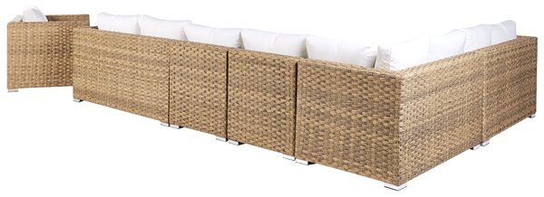 Kerti ülőgarnitúra asztallal 8 személyes XXL PE Rattan Világosbarna Jobb oldali
