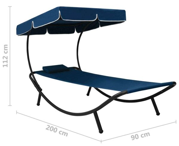 VidaXL Napozóágy Napellenzővel - Kék - 200cm