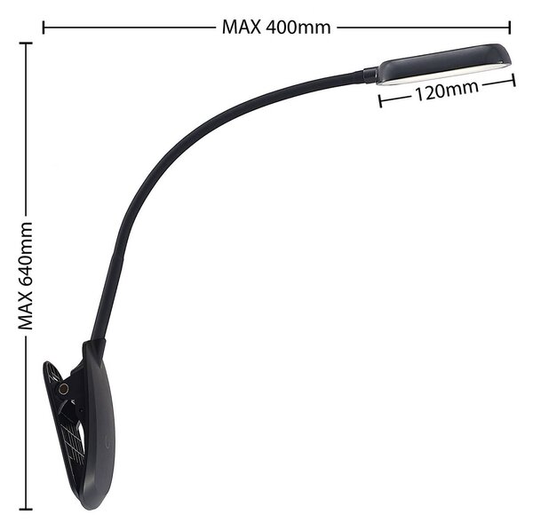 PRIOS Prios LED bilincslámpa Najari, fekete, újratölthető akkumulátorral, USB,, dimmelhető, Fekete, Dolgozószoba / Iroda, Műanyag, Modern