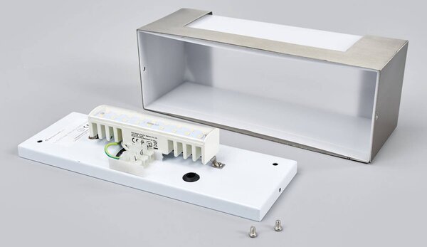 Lindby LED kültéri falilámpa Severina, magasság 25 cm, rozsdamentes acél, Alu / szürke / cink, Rozsdamentes acél, Modern