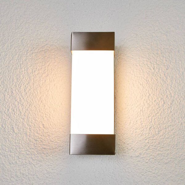 Lindby LED kültéri falilámpa Severina, magasság 25 cm, rozsdamentes acél, Alu / szürke / cink, Rozsdamentes acél, Modern