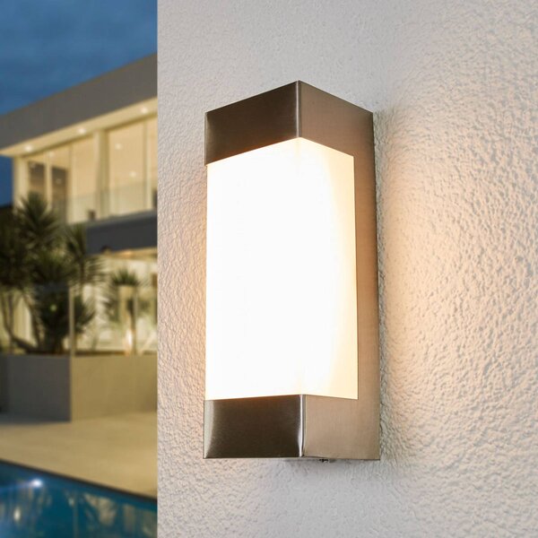 Lindby LED kültéri falilámpa Severina, magasság 25 cm, rozsdamentes acél, Alu / szürke / cink, Rozsdamentes acél, Modern