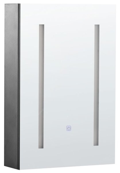 Fürdőszobai tükrös faliszekrény LED CAMERON 40 cm 60 cm Fekete