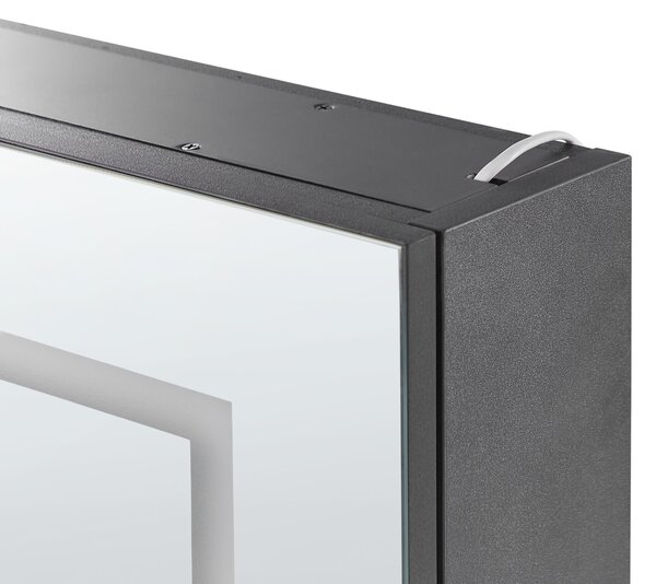 Fürdőszobai tükrös faliszekrény LED MAZARREDO 60 cm 60 cm Fekete