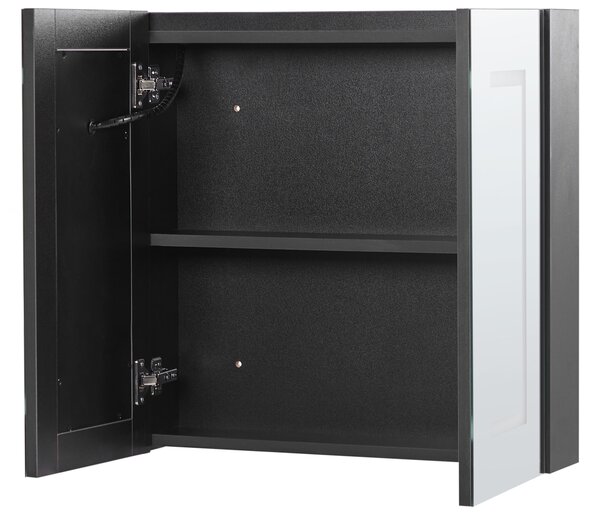 Fürdőszobai tükrös faliszekrény LED MAZARREDO 60 cm 60 cm Fekete