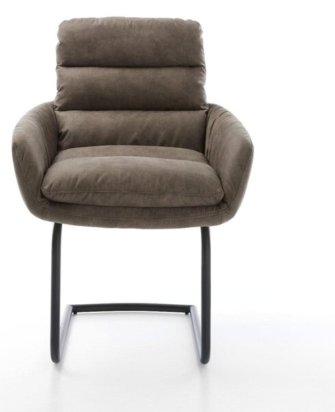 DELIFE Étkezőszék Abelia-Flex mikroszálas taupe vintage kerek fekete karfás étkezőszék