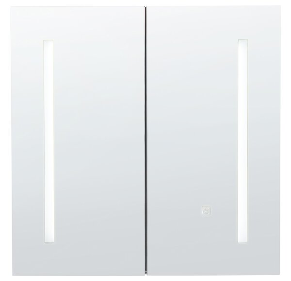 Fürdőszobai tükrös faliszekrény LED CHABUNCO 60 cm 60 cm Fekete