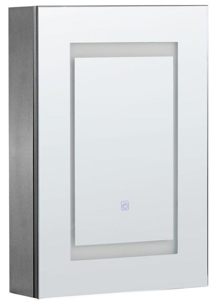 Fürdőszobai tükrös faliszekrény LED MALASPINA 40 cm 60 cm Fekete
