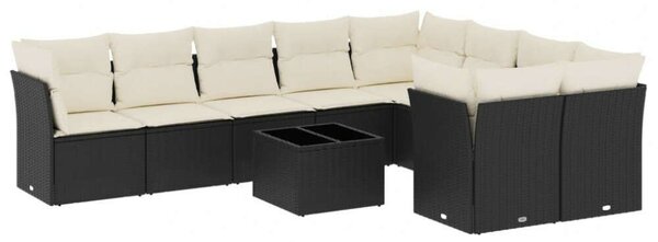 VidaXL Polyrattan Kerti Ülőgarnitúra - 10 részes - Fekete