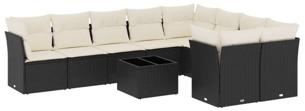 VidaXL Polyrattan Kerti Ülőgarnitúra - 10 részes - Fekete
