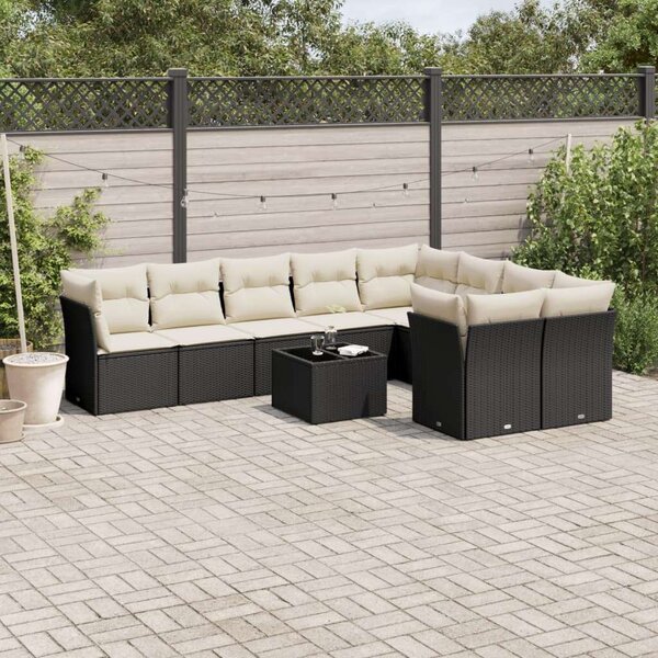 VidaXL Polyrattan Kerti Ülőgarnitúra - 10 részes - Fekete