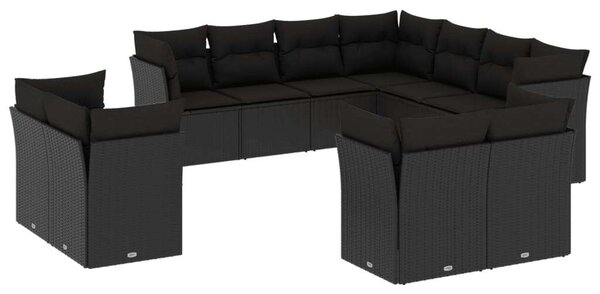 VidaXL Polyrattan Kerti Ülőgarnitúra - 11 részes - Fekete