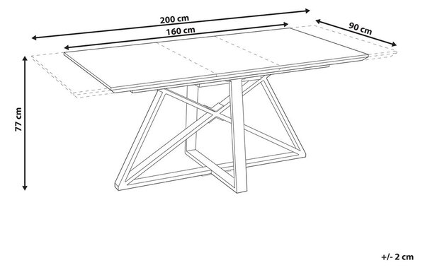 Kihúzható étkezőasztal MAXIMUS Fehér márvány 160/200 cm 90 cm