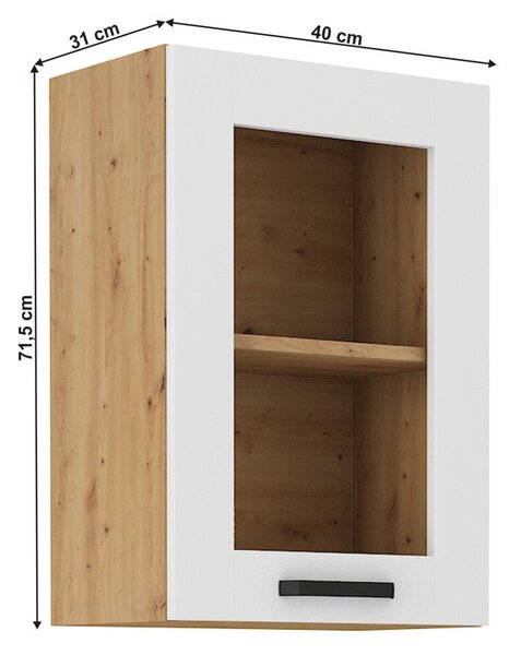 Felső szekrény, fehér/artisan tölgy, LULA 40 GS-72 1F