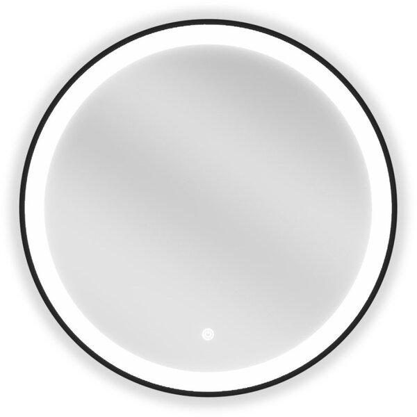 Mexen Esso világított, kerek fürdőszobai tükör, 60 cm, LED 6000K, páramentes, fekete keret - 9825-060-060-611-70