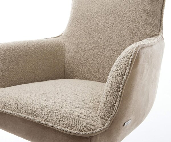 DELIFE Étkezőszék Heira-Flex karfás vegyes anyagok sötét bézs kerek fekete zsákrugós étkezőszék