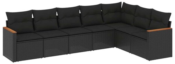 VidaXL Polyrattan Kerti Ülőgarnitúra - 7 részes - Fekete