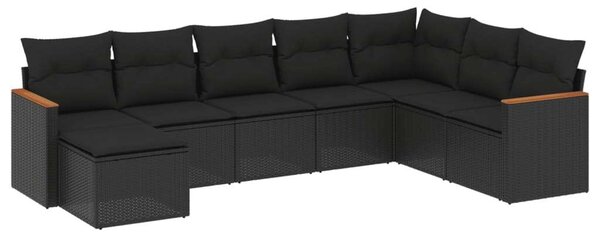 VidaXL 8 részes Kerti Ülőgarnitúra - Fekete Polyrattan