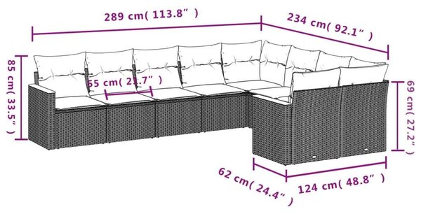 VidaXL Polyrattan Kerti Ülőgarnitúra - 9 részes - Bézs