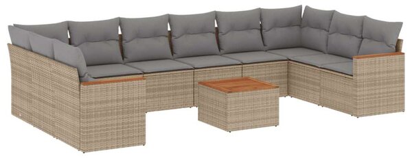 VidaXL 11részes vegyes bézs polyrattan kerti ülőgarnitúra párnákkal