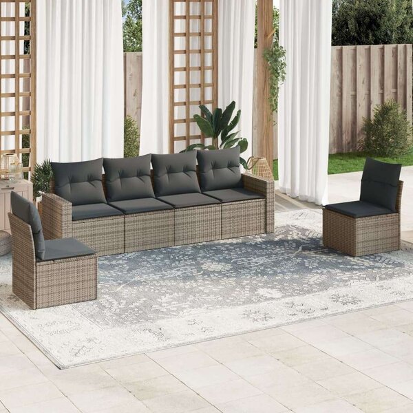 VidaXL Polyrattan Kerti Ülőgarnitúra - 6 részes - Szürke