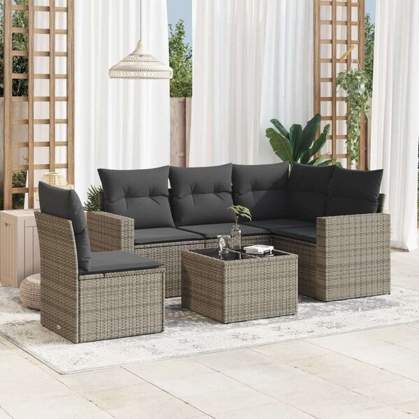 VidaXL Polyrattan Kerti Ülőgarnitúra - 6 részes - Szürke
