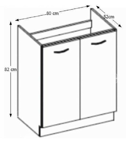 Alsó mosogatószekrény, fehér magasfényű, PRADO 80 ZL 2F BB