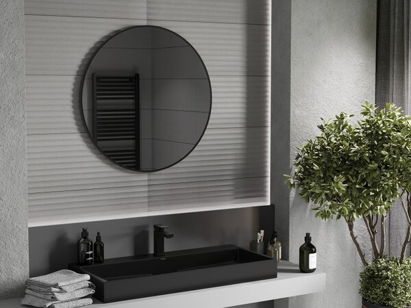 Mexen Loft kerek fürdőszobai tükör 80 cm, fekete keret - 9850-080-080-000-70