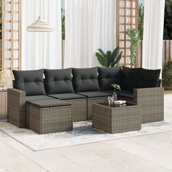 VidaXL Polyrattan Kerti Ülőgarnitúra - 7 részes - Szürke