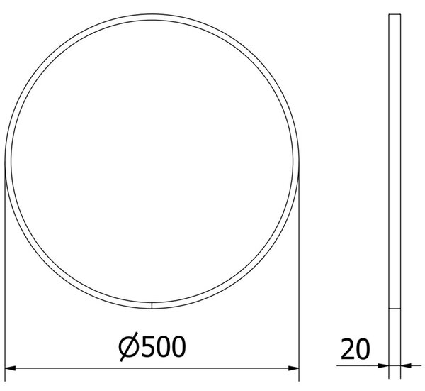 Mexen Loft 50 cm-es kerek fürdőszobai tükör, fehér keret - 9850-050-050-000-20