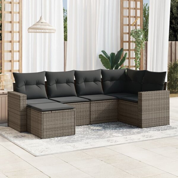 VidaXL Polyrattan Kerti Ülőgarnitúra - 6 részes - Szürke