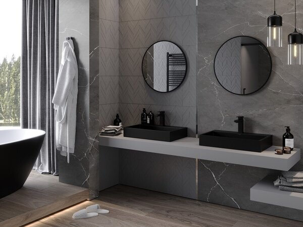 Mexen Loft kerek fürdőszobai tükör 60 cm, fekete keret - 9850-060-060-000-70