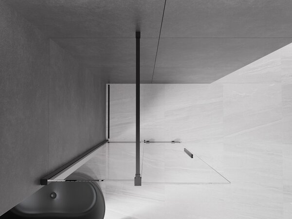 Mexen Velar 80 x 200 cm-es, átlátszó, fekete, Walk-in tolóajtós zuhanyfal - 871-080-000-03-70
