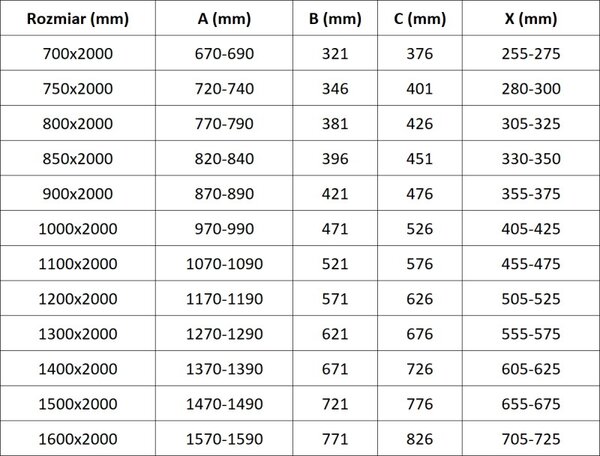 Mexen Velar 80 x 200 cm-es, átlátszó, fekete, Walk-in tolóajtós zuhanyfal - 871-080-000-03-70