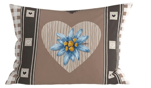 Flanel párnahuzat HEART RETRO 50x70 cm, barna
