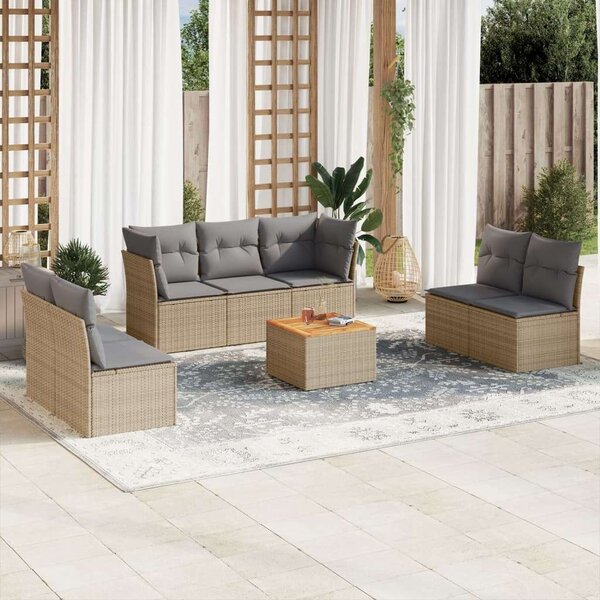 VidaXL Polyrattan Kerti Ülőgarnitúra - 8 részes - Bézs