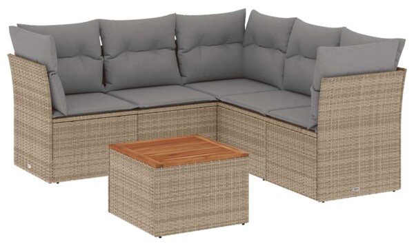 VidaXL 6 részes vegyes bézs polyrattan kerti ülőgarnitúra párnákkal