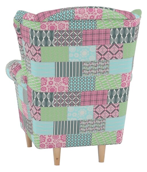 Füles fotel, szövet patchwork, CHARLOT