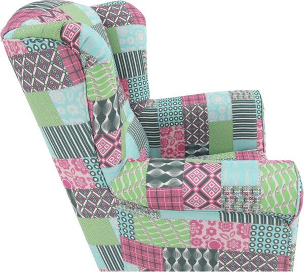 Füles fotel, szövet patchwork, CHARLOT