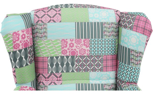 Füles fotel, szövet patchwork, CHARLOT
