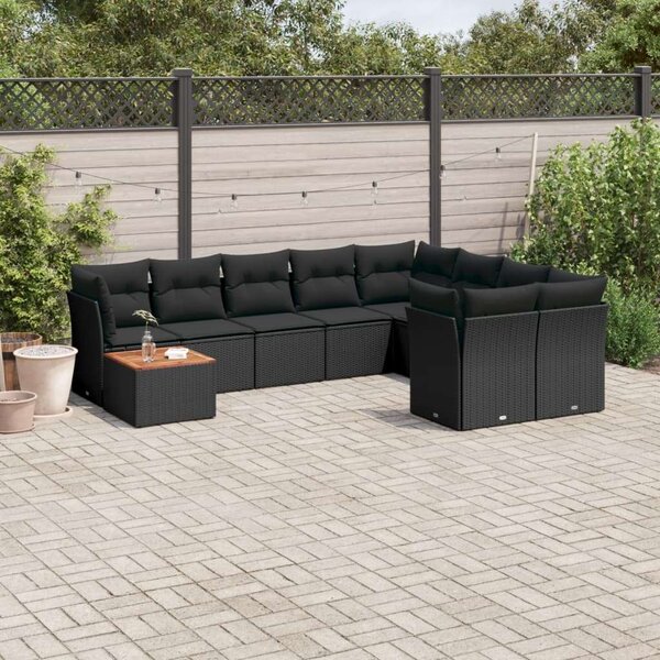 VidaXL Polyrattan Kerti Ülőgarnitúra - 10 részes - Fekete