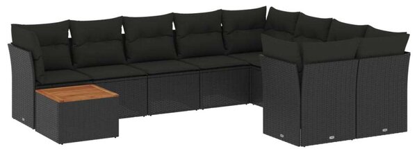 VidaXL Polyrattan Kerti Ülőgarnitúra - 10 részes - Fekete
