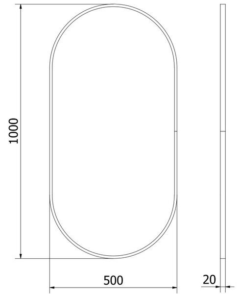 Mexen Loft ovális fürdőszobai tükör 100 x 50 cm, arany kerettel - 9851-100-050-000-50