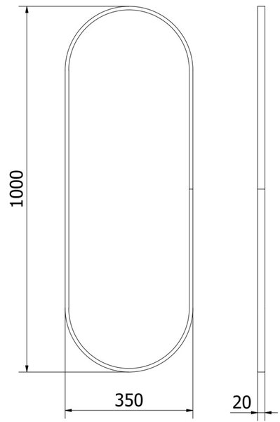 Mexen Loft ovális fürdőszobai tükör 100 x 35 cm, arany keret - 9851-100-035-000-50